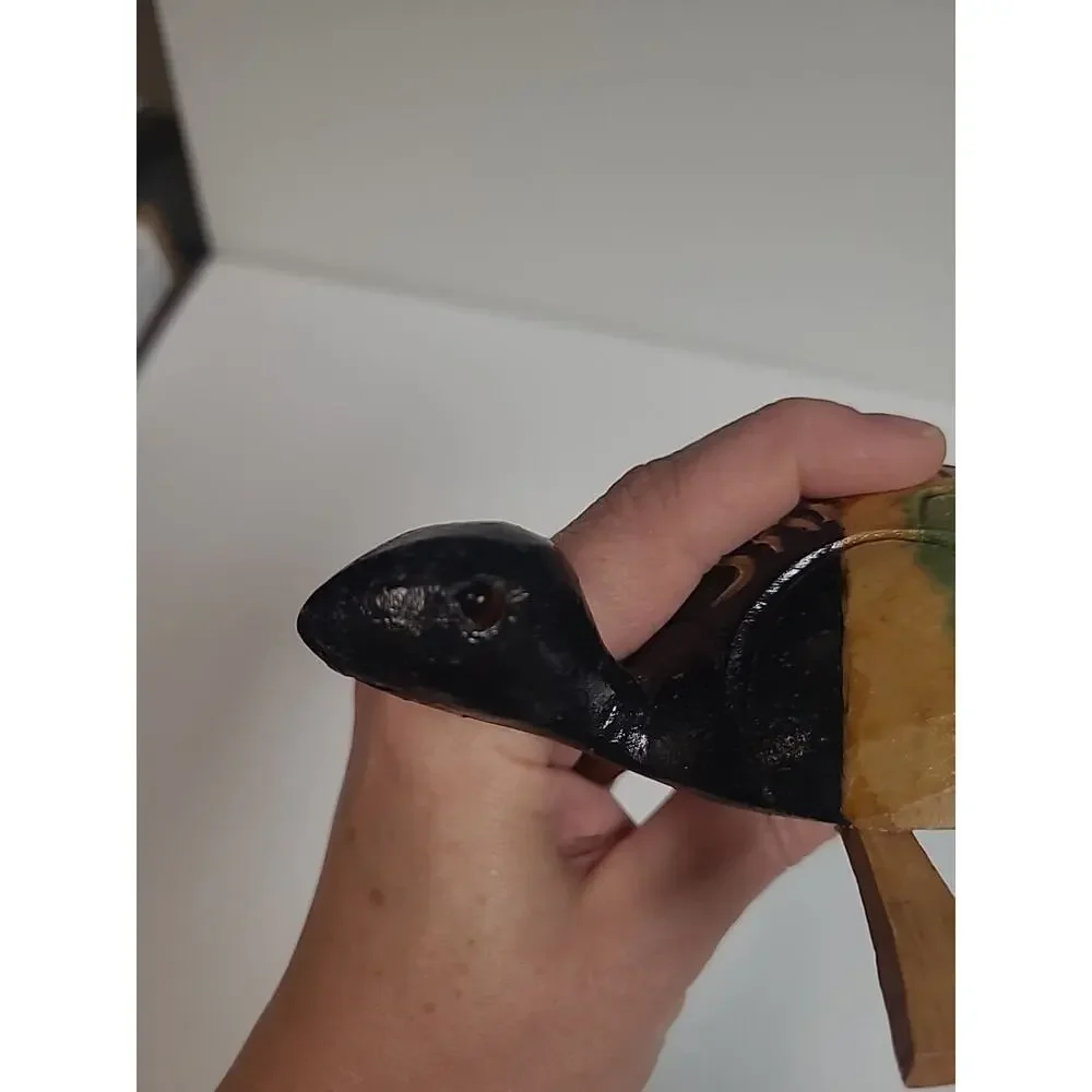 Jamaica Turtle Tortoise Wood Carving Handmade Green Black Brown Souvenir